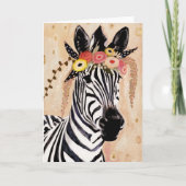Zebra| bloemen kaart (Voorkant)