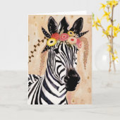 Zebra| bloemen kaart (Gele Bloem)
