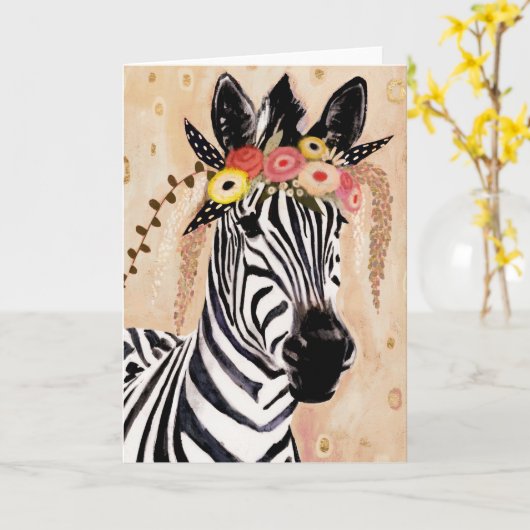 Zebra| bloemen kaart (Gele Bloem)