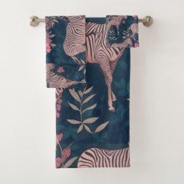 Zebra Bloemen Kleurrijk Gepersonaliseerd Patroon Bad Handdoek