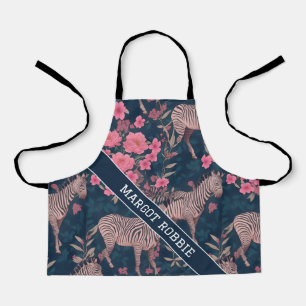 Zebra Bloemen Kleurrijk Gepersonaliseerd Patroon Schort