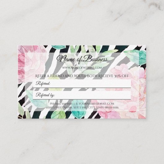 Zebra Bloemen Referral (Voorkant)