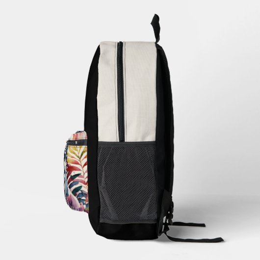 Zebra Bloemen Waterverf Art Zwart Beige Bedrukte Rugzak (Rechts)