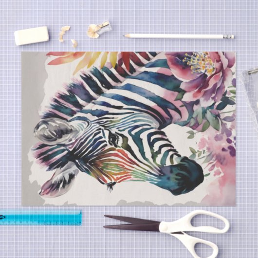 Zebra Bloemen Waterverf Kunst Tissuepapier (Craft)