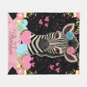 Zebra bloemenhart print deken (Voorkant (Horizontaal))