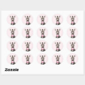 Zebra Blowing Pink Bubble Gum Speelse Digitale Kun Ronde Sticker (Vel)