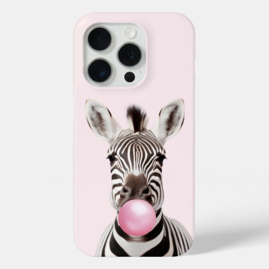 Zebra Blowing Pink Bubble Gum Speelse Kunst Case-Mate iPhone Case (Achterkant)