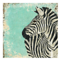  Zebra Blue Art Poster