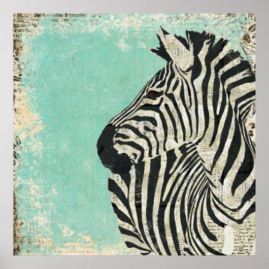 Zebra Blue Art Poster (Voorkant)