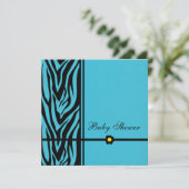 Zebra Blue-Baby shower Boy Kaart (Staand voorkant)