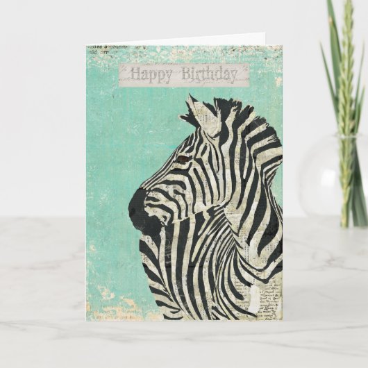  Zebra Blue Birthday Kaart (Voorkant)