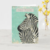  Zebra Blue Birthday Kaart (Gele Bloem)