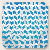 Zebra Blue en White Chevron Bier Onderzetter (Voorkant)