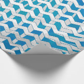 Zebra Blue en White Chevron Cadeaupapier (Hoek)