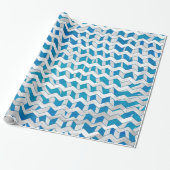 Zebra Blue en White Chevron Cadeaupapier (Uitgerold)