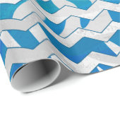 Zebra Blue en White Chevron Cadeaupapier (Rol Hoek)