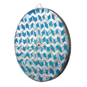 Zebra Blue en White Chevron Dartbord (Voorkant Rechts)