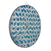 Zebra Blue en White Chevron Dartbord (Voorkant Links)