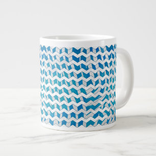 Zebra Blue en White Chevron Grote Koffiekop
