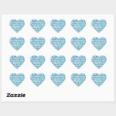 Zebra Blue en White Chevron Hart Sticker (Vel)
