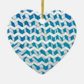 Zebra Blue en White Chevron Keramisch Ornament (Voorkant)