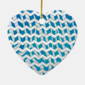 Zebra Blue en White Chevron Keramisch Ornament (Achterkant)