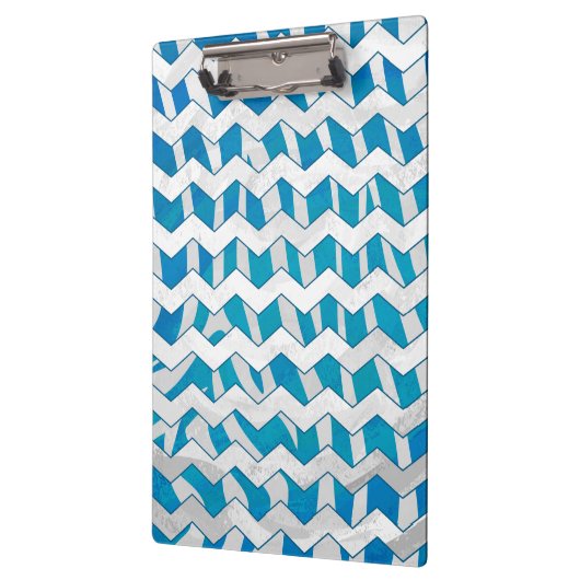 Zebra Blue en White Chevron Klembord (Links)
