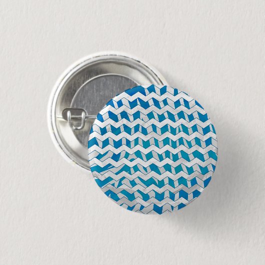 Zebra Blue en White Chevron Ronde Button 3,2 Cm (Voorkant /achterkant)