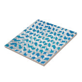 Zebra Blue en White Chevron Tegeltje (Zijkant)