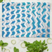 Zebra Blue en White Chevron Theedoek (Gevouwen)