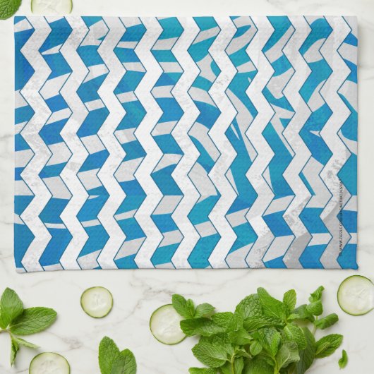 Zebra Blue en White Chevron Theedoek (Gevouwen)