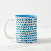 Zebra Blue en White Chevron Tweekleurige Koffiemok (Links)