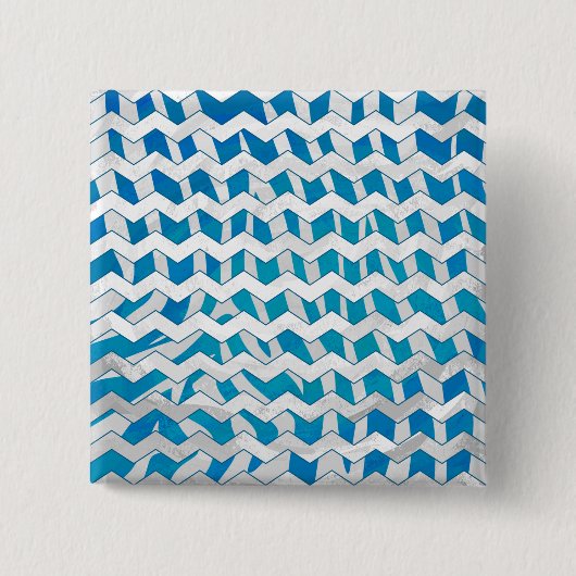 Zebra Blue en White Chevron Vierkante Button 5,1 Cm (Voorkant)