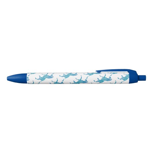 Zebra Blue en White Silhouette Blauwe Inkt Pen (Bovenkant)