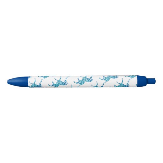 Zebra Blue en White Silhouette Blauwe Inkt Pen (Voorkant)