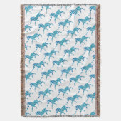 Zebra Blue en White Silhouette Deken (Voorkant Verticaal)