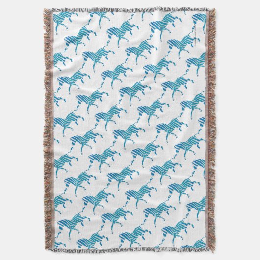 Zebra Blue en White Silhouette Deken (Voorkant Verticaal)