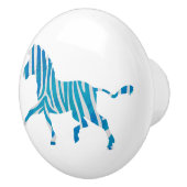 Zebra Blue en White Silhouette Keramische Knop (Rechts)
