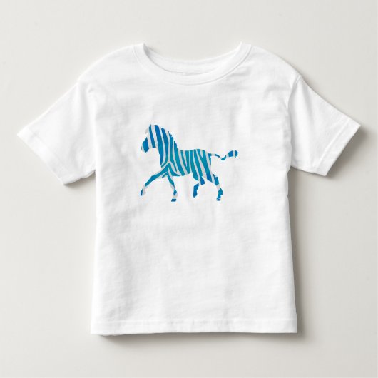 Zebra Blue en White Silhouette Kinder Shirts (Voorkant)