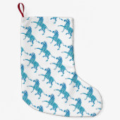 Zebra Blue en White Silhouette Kleine Kerstsok (Voorkant)