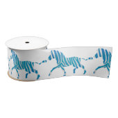 Zebra Blue en White Silhouette Satijnen Lint (Spoel)