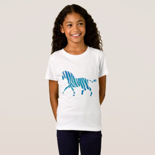 Zebra Blue en White Silhouette T-shirt (Voorkant volledig)