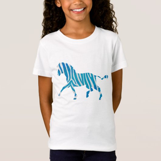 Zebra Blue en White Silhouette T-shirt (Voorkant)