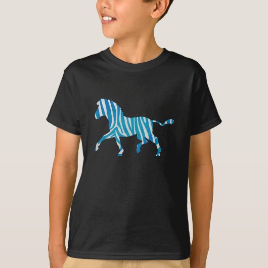 Zebra Blue en White Silhouette T-shirt (Voorkant)