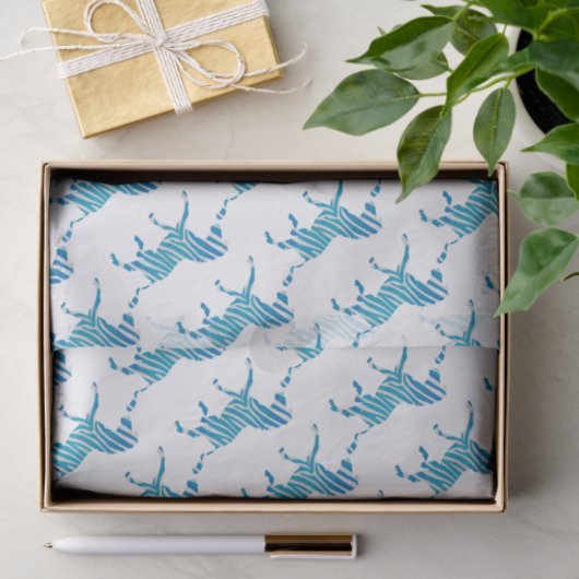 Zebra Blue en White Silhouette Tissuepapier (Geschenk)