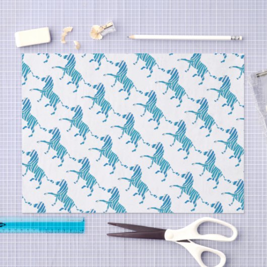 Zebra Blue en White Silhouette Tissuepapier (Craft)