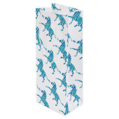 Zebra Blue en White Silhouette Wijn Cadeautas (Achterkant Gekanteld)