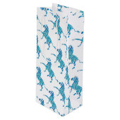 Zebra Blue en White Silhouette Wijn Cadeautas (Voorkant Gekanteld)