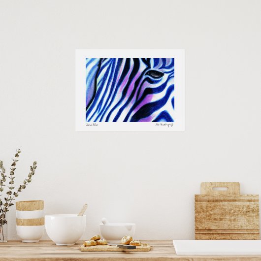 Zebra Blue poster van Lee Vandergrift (Keuken)