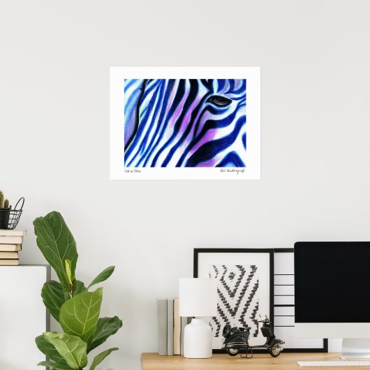 Zebra Blue poster van Lee Vandergrift (Thuiskantoor)